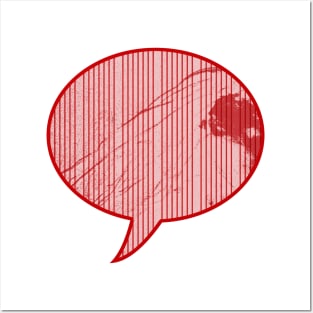 Red grunge stripe speech bubble Posters and Art